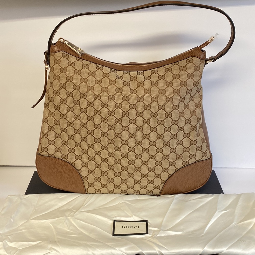 NEW Gucci Canvas Handbag With Shoulder Stripe